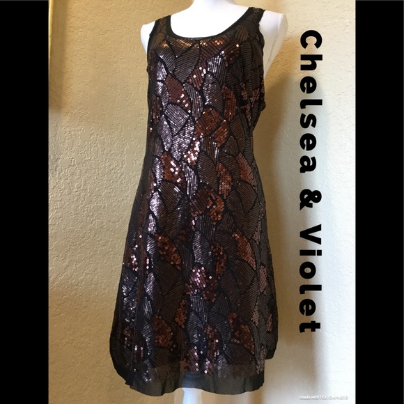 Anthropologie Dresses & Skirts - Chelsea & Violet Anthropologie Bronze Sequin Dress